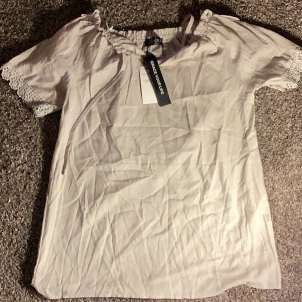 gracila grey blouse dressy cottage renaissance type blouse